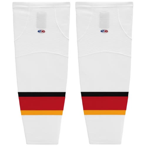 Athletic Knit HS2100-882 2013 Calgary White Cut&Sew Mesh Ice Hockey Socks - Youth 21"