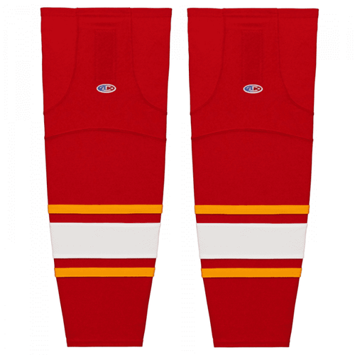 Athletic Knit HS2100-885 Calgary Red Cut&Sew Mesh Ice Hockey Socks - Senior XL Wide 30"