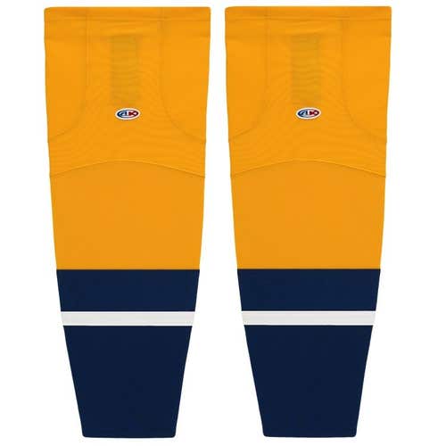 Athletic Knit HS2100-873 2013 Nashville Gold Cut&Sew Mesh Ice Hockey Socks - Senior XL Wide 30"