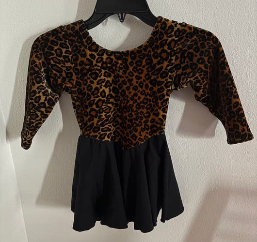 Leopard print, black skirt dress - child 7/8