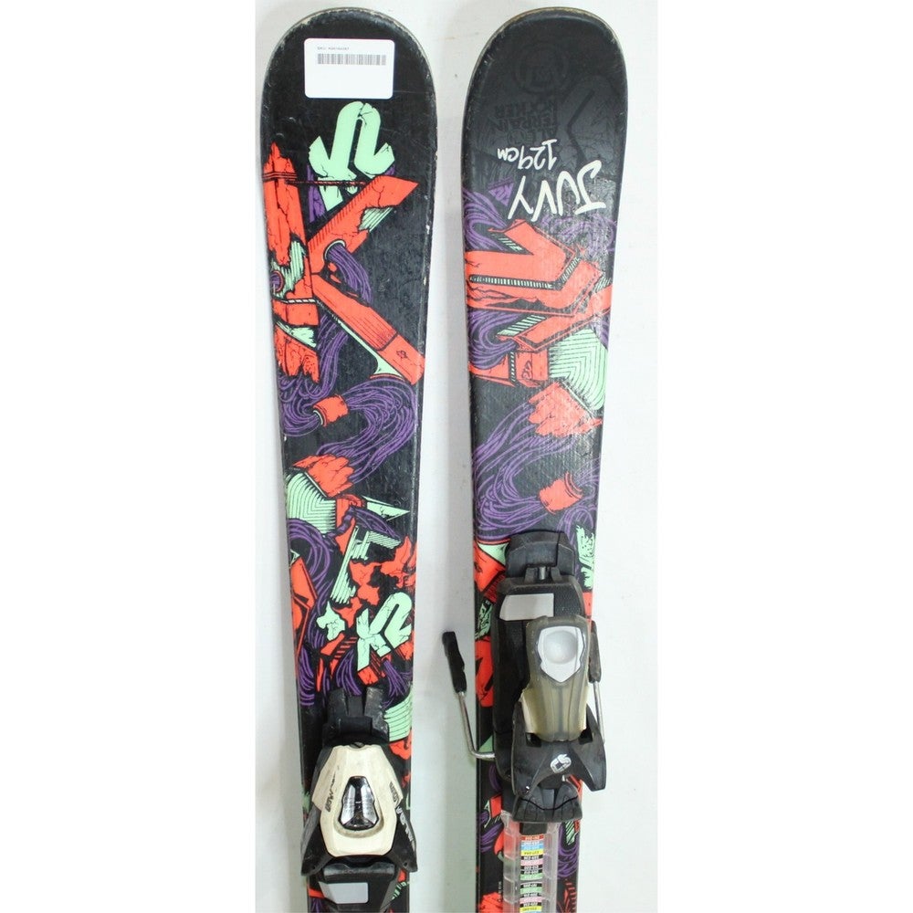 K2 Juvy Twin Tip Kids Skis with Bindings - 129 cm Used