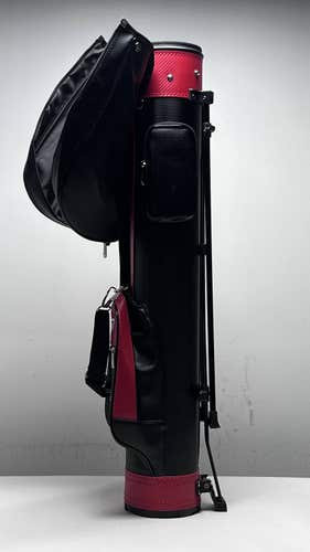 PGM Pencil Carry Sunday Bag Black 2-Way Divide Single Strap Golf Bag with Stand