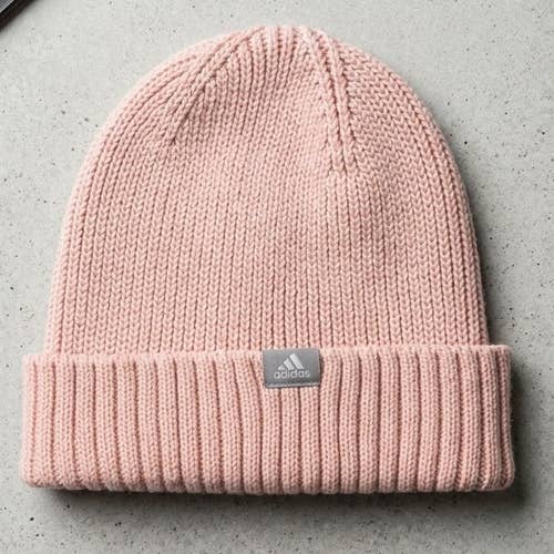 Adidas Pink Cuffed Beanie Knit Winter Hat Pastel Sporty Y2K Streetwear Cap