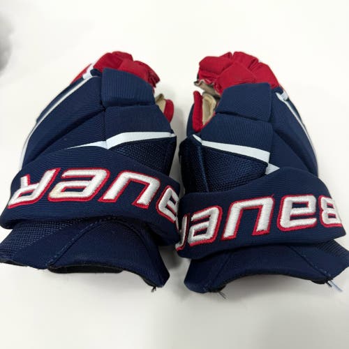 Used Blue Red White Bauer Hyperlite Gloves | 12" | AB777