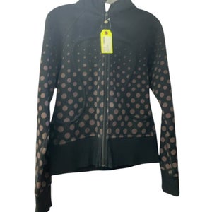 Lululemon Women's Black Polka Dot Zip-Up Jacket - Size 8