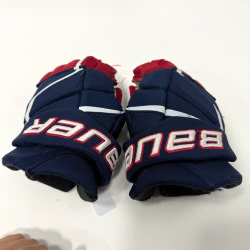 Used Blue Red White Bauer Hyperlite Gloves | 12" | AB807