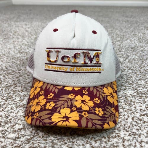 Minnesota Gophers Hat Mens OSFA White Floral Cap NCAA College The Game Bar Logo