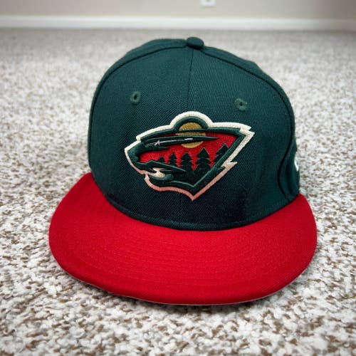 Minnesota Wild Hat Mens 7 Fitted New Era Green Red NHL 59FIFTY Wool Cap Hockey