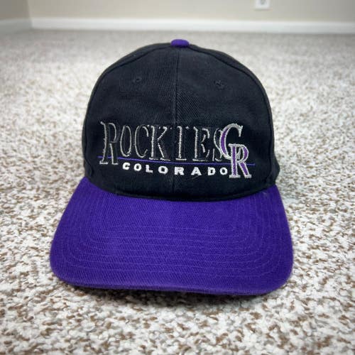 Colorado Rockies Hat Mens One Size Black Purple MLB Strapback Cap Baseball Logo