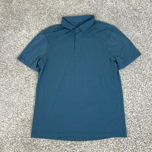 Lululemon Polo Shirt Mens Large Blue Golf Athleisure Short Sleeve Evolution