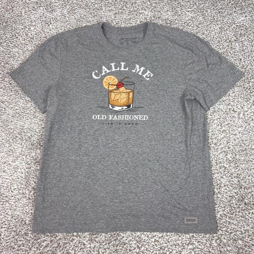 Life Is Good Shirt Mens Large Gray Call Me Old Fashioned Graphic Crusher Tee T