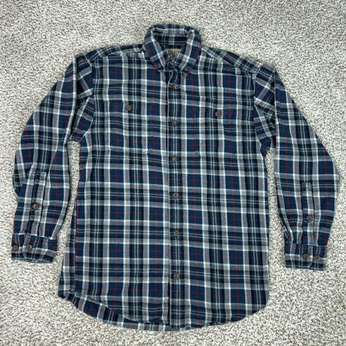 Duluth Trading Co Shirt Mens Small Blue Plaid Flannel Long Sleeve Button Top