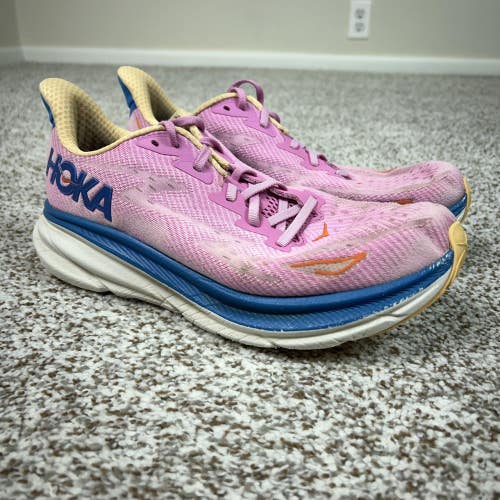 Hoka One One Clifton 9 Shoes Womens Size 9.5 Pink Running Sneakers Cushioned