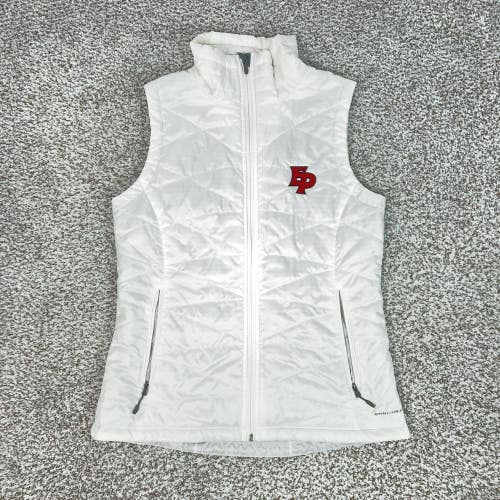 Columbia Vest Womens Medium White Omni-Heat Quilted Insulated Zip Pockets Logo
