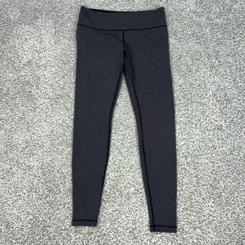 Lululemon Pants Womens 10 Black Geometric Ankle Leggings Mid Rise Yoga Gym Sport
