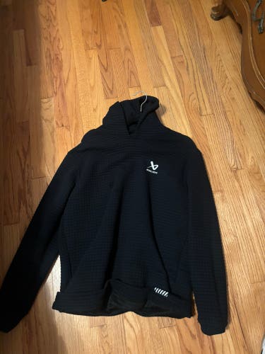 Bauer Hockey Quilted Hoodie Pullover Logo Stitched Comfy Black Adult Size S NEW