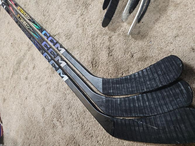 3x PACK JONES Penguins Game Used Hockey Sticks CCM Jetspeed FT7 PRO 85 flex LH