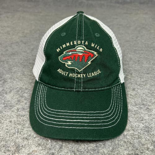 Minnesota Wild Hat Cap Snap Back Green White NHL Hockey Sports Logo Mens Trucker