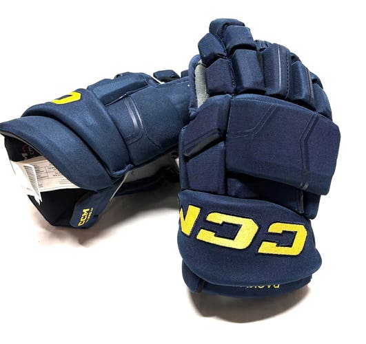 New 14" Mikael Backlund Team Sweden 4-Nations CCM Quicklite (HGQLPP) Pro Stock Gloves