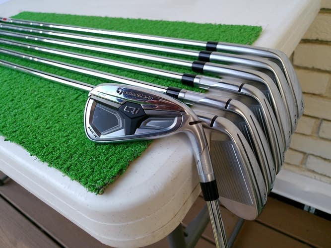TaylorMade QI MAX (5i-PW+AW) Iron Set w/ KBS MAX 85g Regular Flex Shafts