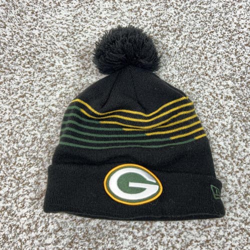 Green Bay Packers Hat Beanie Mens One Size Black NFL Football New Era Pom