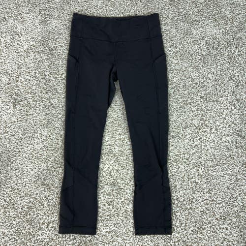 Lululemon Pants Womens 4 Black High Rise Crop Leggings Pockets Running Gym Sport
