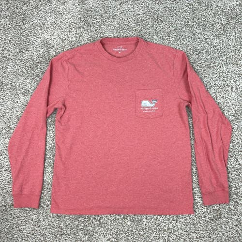 Vineyard Vines Shirt Mens Medium Red Long Sleeve Whale South Carolina Tee T Top