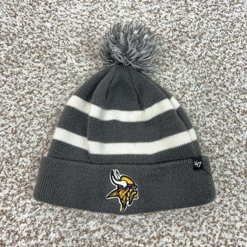 Minnesota Vikings Hat Beanie Mens One Size Gray NFL Football '47 Pom Knit Sports