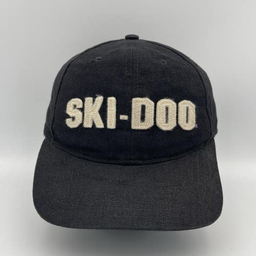 Vintage Ski-Doo Spellout Snowmobile Strapback Hat Cap Black Ski Doo Rare