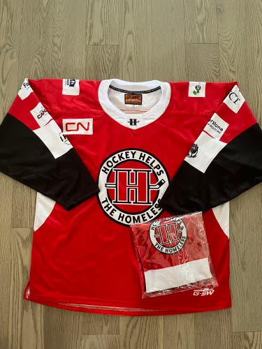 Hockey Helps the Homeless Red Jersey XXL #35 - Matching Socks Included