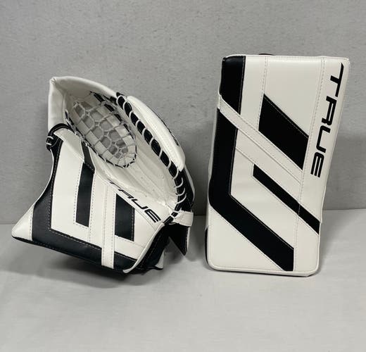 NEW True HZRDUS 9x4 Sr Catch Glove & Blocker, Regular Hand, White/Black