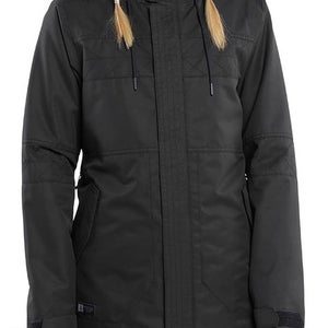 WOMENS VOLCOM FAWN INSULATED HOODED SNOWBOARD SKI JACKET (MEDIUM) BLACK