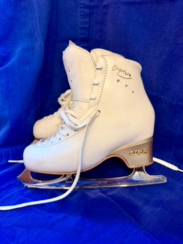 EDEA Overture Figure Skates 225 B with 8.50" Ultima Apex Elite Blades and Rockerz Guards (Used)