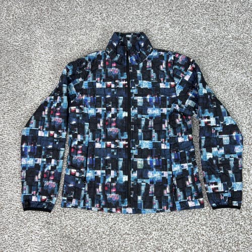 North Face Jacket Womens Medium Blue Black Geometric Quilted Insulated Puffer