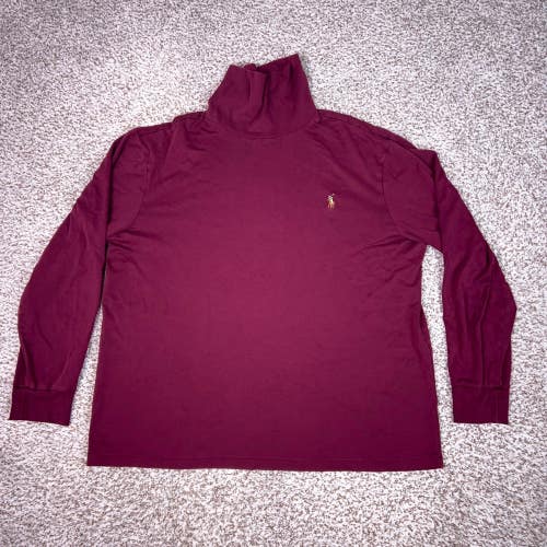 Polo Ralph Lauren Shirt Mens XL Maroon Casual Preppy Turtleneck Pony Logo Casual