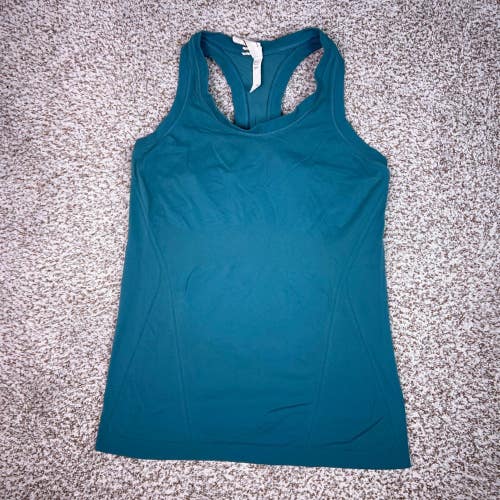 Athleta Tank Top Womens M Teal Blue Gym Seamless Racerback Activewear Momentum