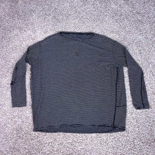 Lululemon Shirt Womens Medium Black White Active Top Striped Long Sleeve Light