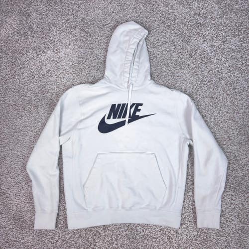 Nike Hoodie Mens M White Casual Sportswear Club Fleece Logo Sweatshirt Sweater