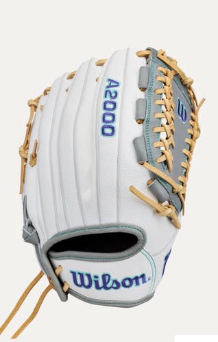 New 2027 A2000 12IN RHT SOFTBALL GLOVE WHITE/GREY/TAN 11834-WILWBG07101RT12