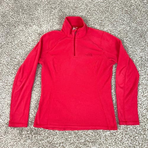 The North Face Pullover Womens Small Red Hiking TKA 100 1/4 Zip Fleece Gorp Logo