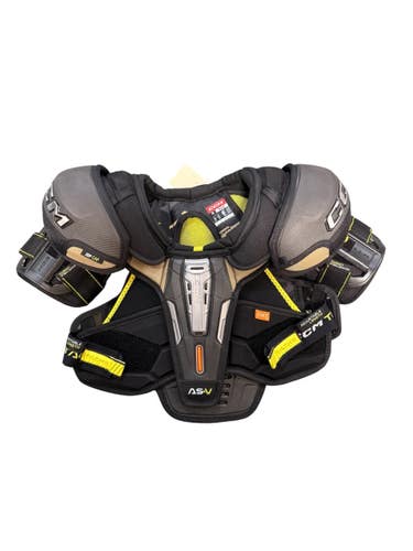 Used CCM TACKS AS-V Junior Shoulder Pads Black And Yellow MD 11835-S000211602