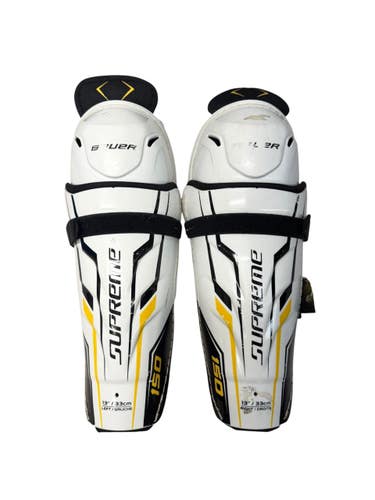Used Bauer SUPREME 150 Senior Shin Guards White/Black/Yellow 13" 11835-S000211745