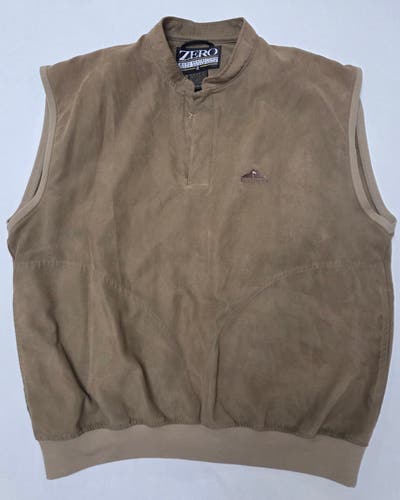 Vintage Zero Restriction Wade Hampton Golf Club Men's L Suede Tan Pullover Vest