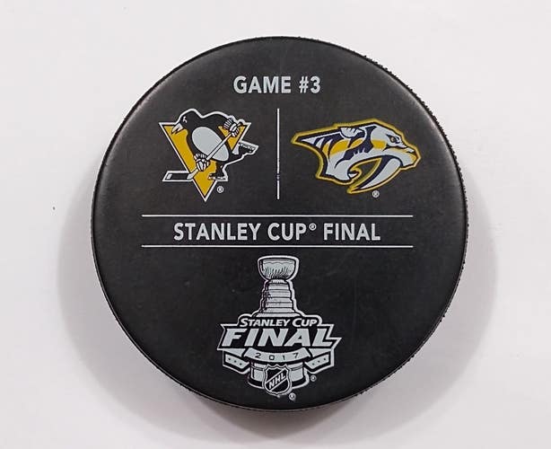 6-3-17 Pittsburgh Penguins vs Nashville Predator Cup Finals Game 3 Warm-Up Puck