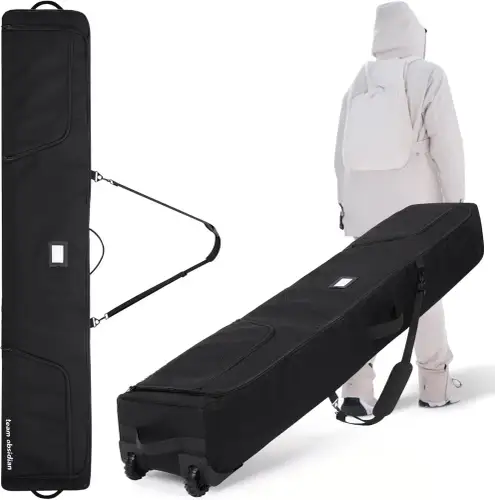 Ski Bag (New), Team Obsidian, Double, up to 175 cm, Water Resistant, Wheeled, Black