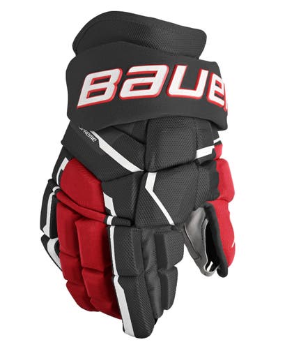NEW Bauer Supreme Mach Gloves, Black/Red, 14"
