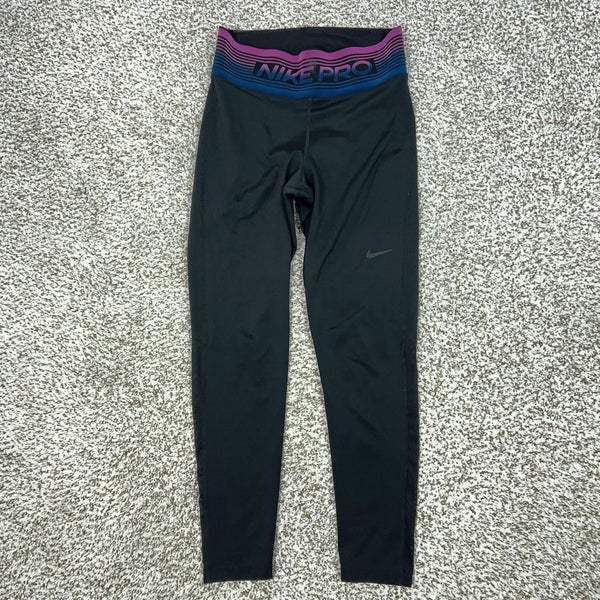 Nike Pro Pants Womens Small Black Compression Leggings Dri-FIT Running Gym Sport