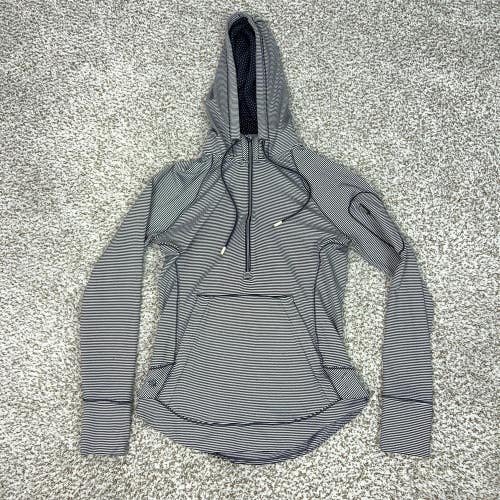 Athleta Hoodie Womens XS Blue Striped 1/2 Zip Lightweight Pullover Heavenly Hail