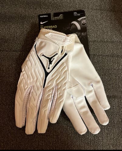 Nike Jordan Superbad 6.0 Football Gloves White/Black Size 2XL