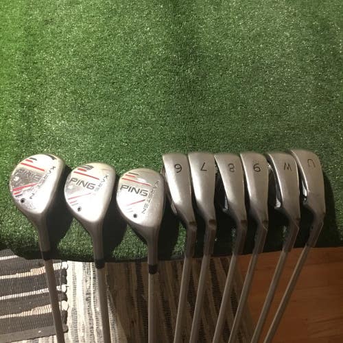 Ping Karsten Black Dot Hybrids/Irons Set 3H-5H, 7-PW-GW Seniors KS 401 Graphite